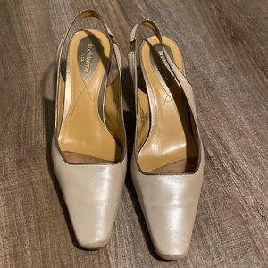 Liz Claiborne leather sling back low heeled shoes.